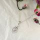 Fancy Oval with Floral Hanging 925 Sterling Silver Necklace